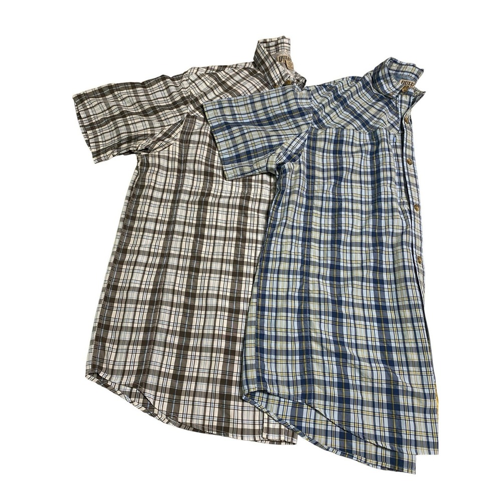 Lot of 2 Duluth Trading Co XL Tall Shirts Men Short Sleeve Plaid Fishing Vented